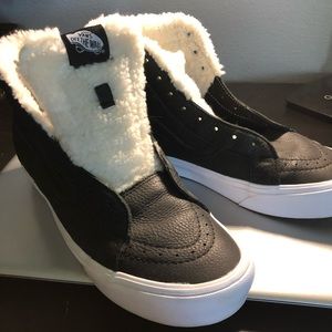 Vans Sk8-hi Sherpa Black Leather Sneakers